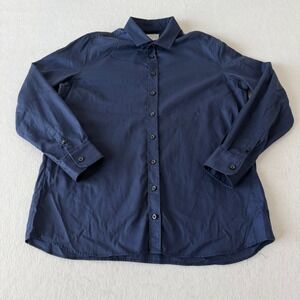 Kirrin Finch Button Down Shirt Mens 18 Navy Blue Italian Fabric High Quality